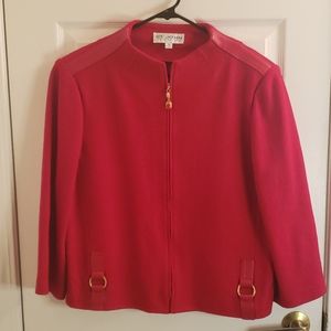 St. John Collection Red Knit Jacket Size 14